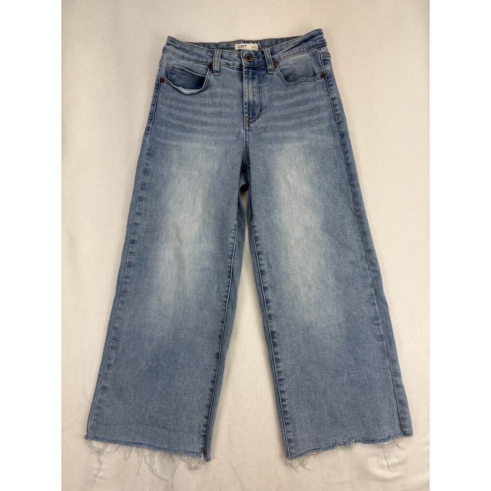 Oat Wide Leg Jeans Size 2 Light Wash Raw Hem - Picture 2 of 12